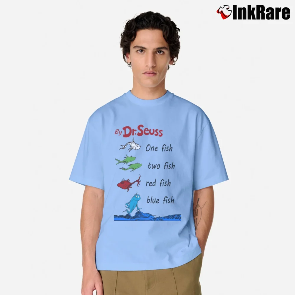 Men’s Dr. Seuss One Fish Two Fish Classic T-Shirt in light blue | Soft, Breathable Everyday Wear