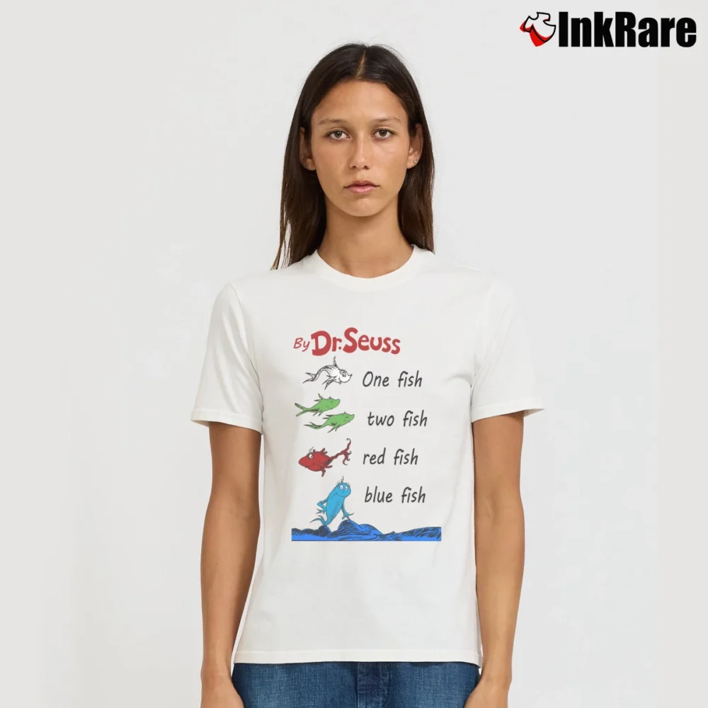 Women’s Dr Seuss One Fish Two Fish Signature T-Shirt in white | Soft, Flattering Fit