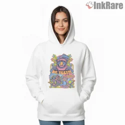 Dr Teeth Electric Mayhem Psychedelic Band Poster Shirt on white hoodie for women graphic tee