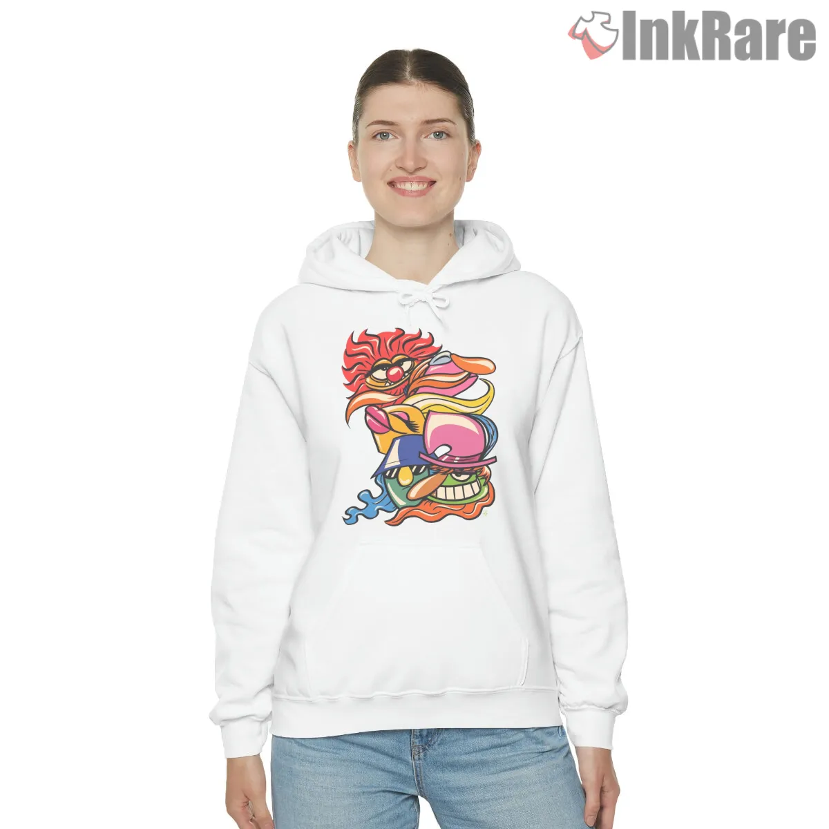 Dr Teeth Electric Mayhem Psychedelic Funk Band Hoodie White Dr Teeth Electric Mayhem Psychedelic Funk Band Shirt on white hoodie for women graphic tee