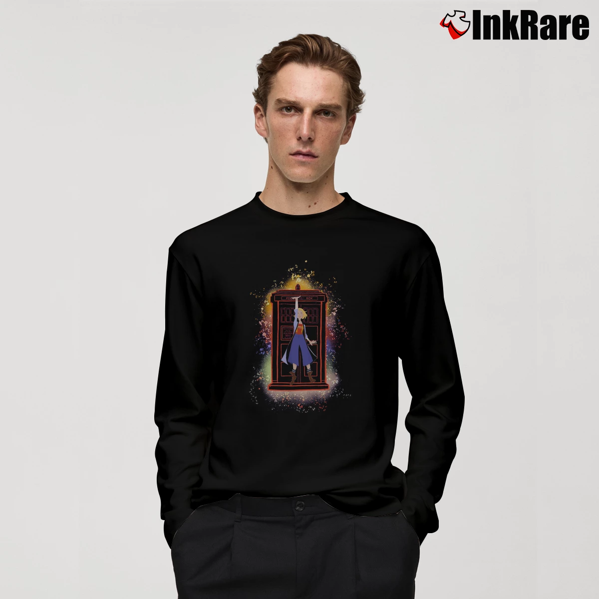Men’s Dr Who Jodie Whittaker Long-Sleeve Shirt in black | Sleek, Lightweight, Year-Round Wear