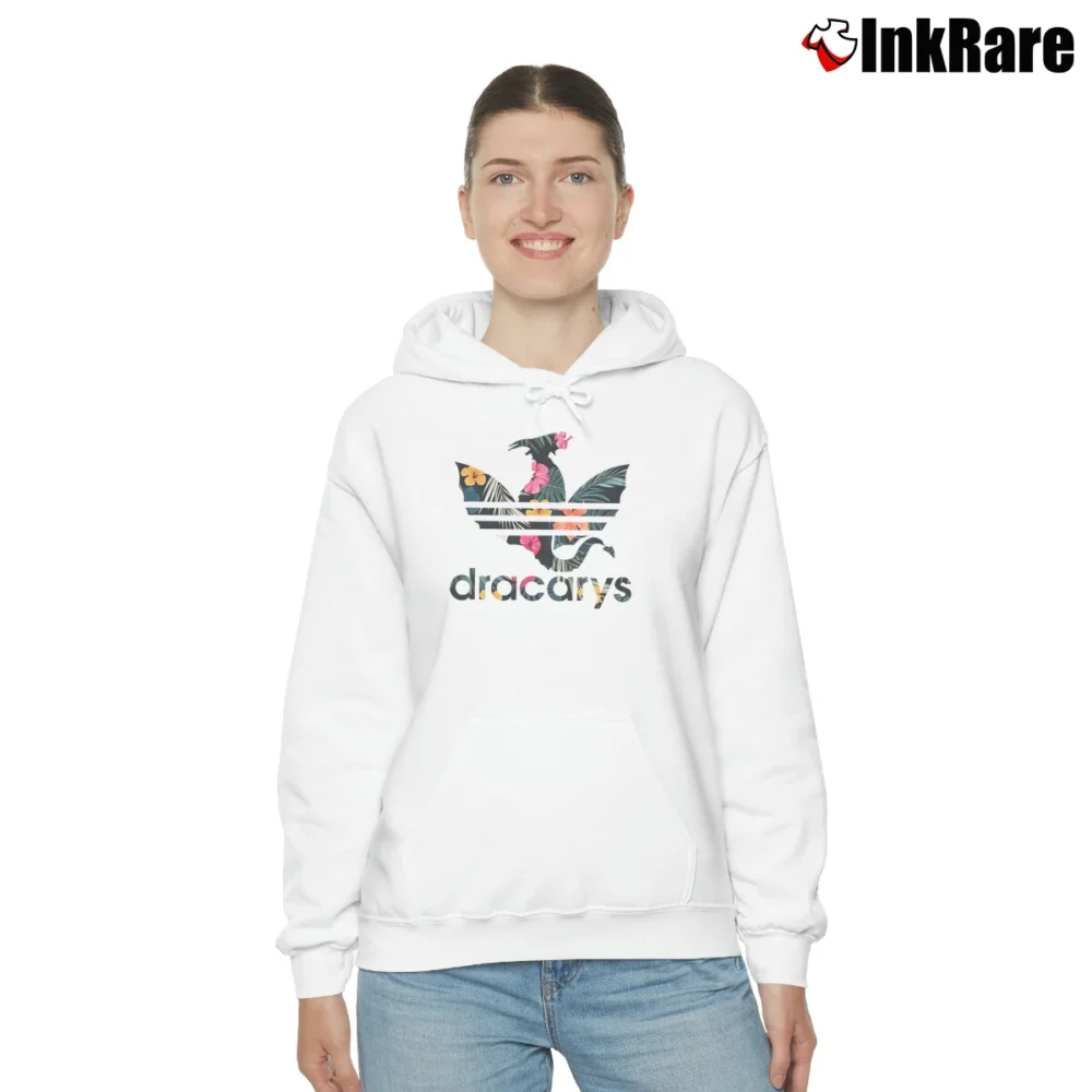 Women’s Dracarys Floral Dragon Mother Of Dragons Daenerys Cozy Hoodie in white | Warm, Structured, Stylish