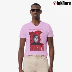 Men’s Dracula Christopher Lee V-Neck Tee in light pink | Sharp, Breathable, Everyday Staple