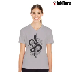 Women’s Dragon And Dice Adhd Dungeons Rpg Humor V-Neck Tee in sport grey | Chic Neckline, Soft Texture
