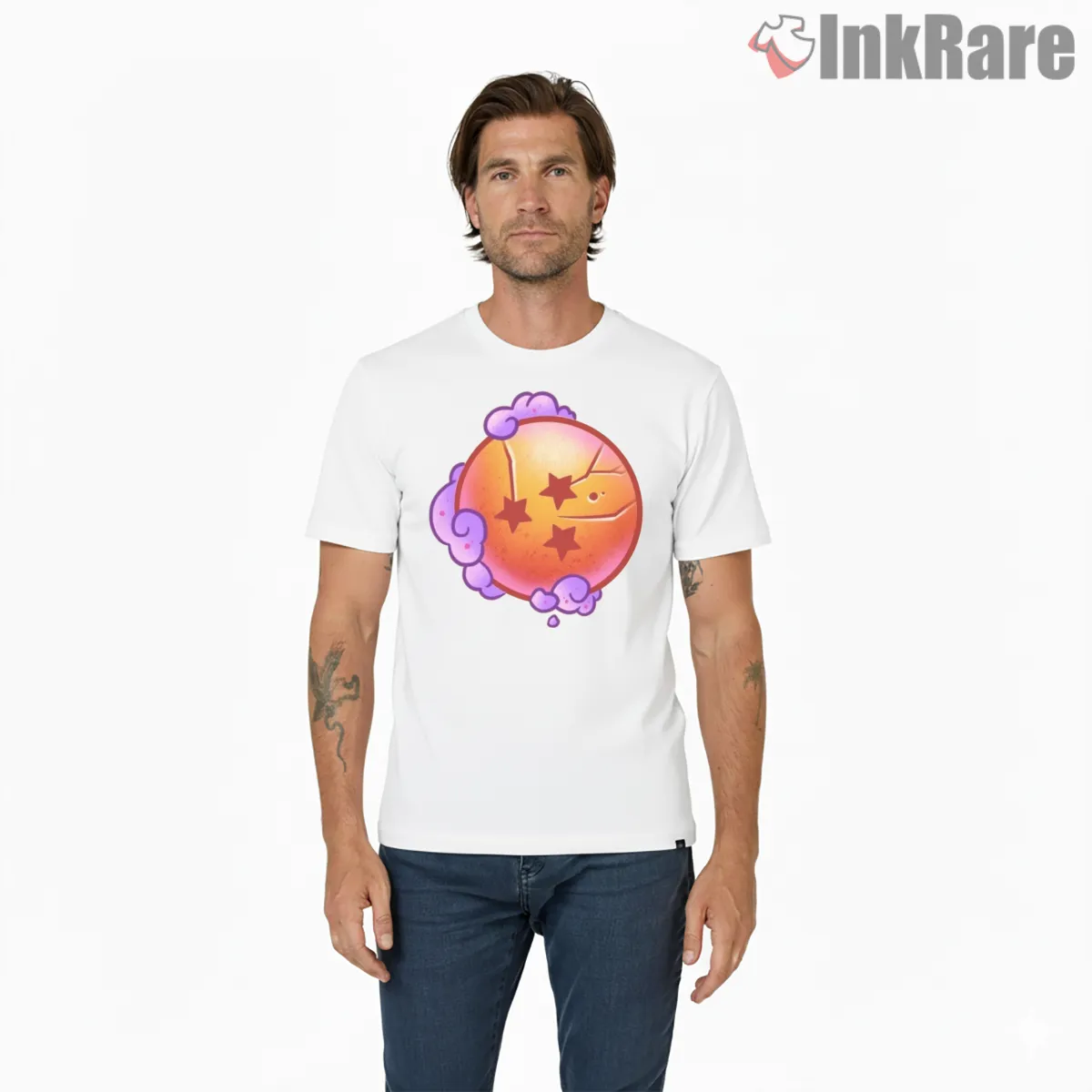 Dragon Ball Four Star Cloud Emblem Shirt on white short sleeve shirt for men graphic tee