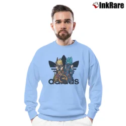 Men’s Dragon Ball Mortal Kombat Crossover Crewneck Sweatshirt in light blue | Cozy Fabric, Clean Style