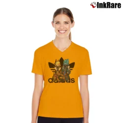 Women’s Dragon Ball Mortal Kombat Crossover V-Neck Tee in orange | Chic Neckline, Soft Texture