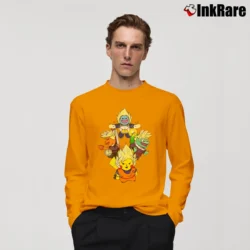 Men’s Dragon Ball Pokemon Go Pikachu Goku Vegeta Long-Sleeve Shirt in orange | Sleek, Lightweight, Year-Round Wear