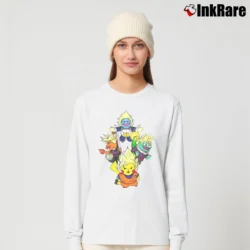 Women’s Dragon Ball Pokemon Go Pikachu Goku Vegeta Long-Sleeve Top in white | Sleek, Versatile, All-Season