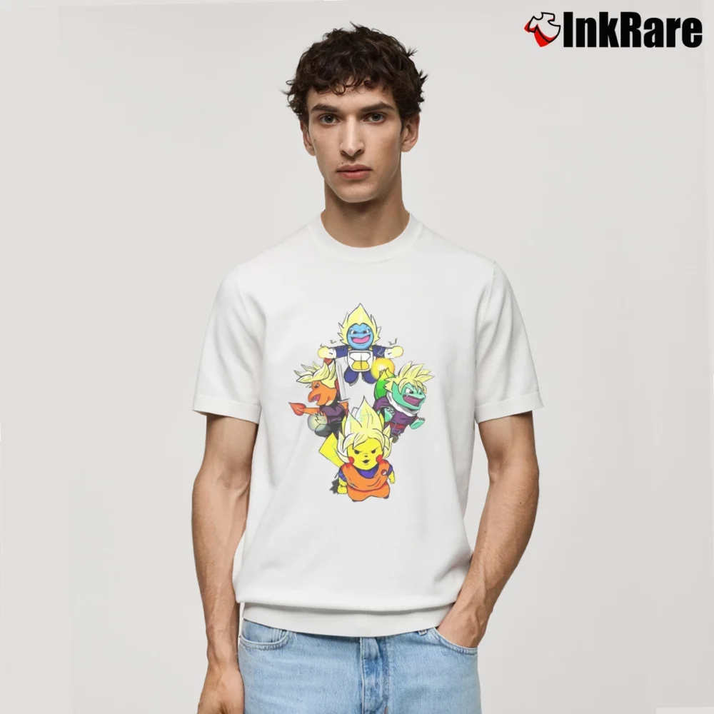 Men’s Dragon Ball Pokemon Go Pikachu Goku Vegeta Classic T-Shirt in white | Soft, Breathable Everyday Wear