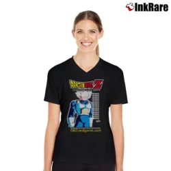 Women’s Dragon Ball Z Card Game Retro Anime V-Neck Tee in black | Chic Neckline, Soft Texture