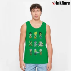 Men’s Dragon Ball Z Chibi Characters Cartoon Tank Top in irish green | Breathable, Active-Friendly Design