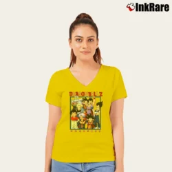 Women’s Dragon Ball Z Classic Anime V-Neck Tee in yellow | Chic Neckline, Soft Texture