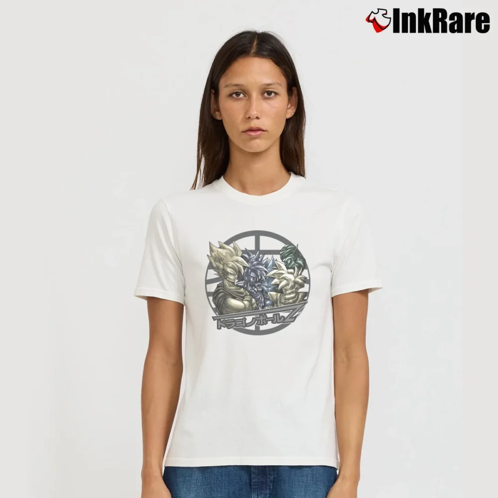 Women’s Dragon Ball Z Goku Trunks Vegeta Gohan Anime Signature T-Shirt in white | Soft, Flattering Fit