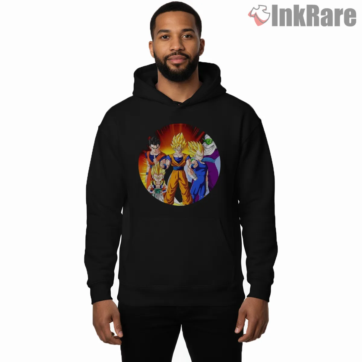 Dragon Ball Z Golden Team Circle Hoodie Black Dragon Ball Z Golden Team Circle Shirt on black hoodie for men graphic tee
