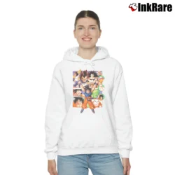 Women’s Dragon Ball Z Group Anniversary Cozy Hoodie in white | Warm, Structured, Stylish
