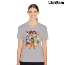 Women’s Dragon Ball Z Group Anniversary V-Neck Tee in sport grey | Chic Neckline, Soft Texture