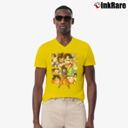 Men’s Dragon Ball Z Group Anniversary V-Neck Tee in yellow | Sharp, Breathable, Everyday Staple