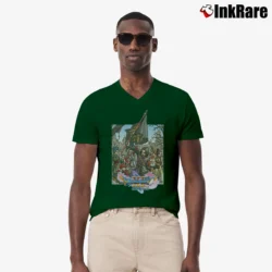 Men’s Dragon Quest XI Video Game Themed V-Neck Tee in forest green | Sharp, Breathable, Everyday Staple