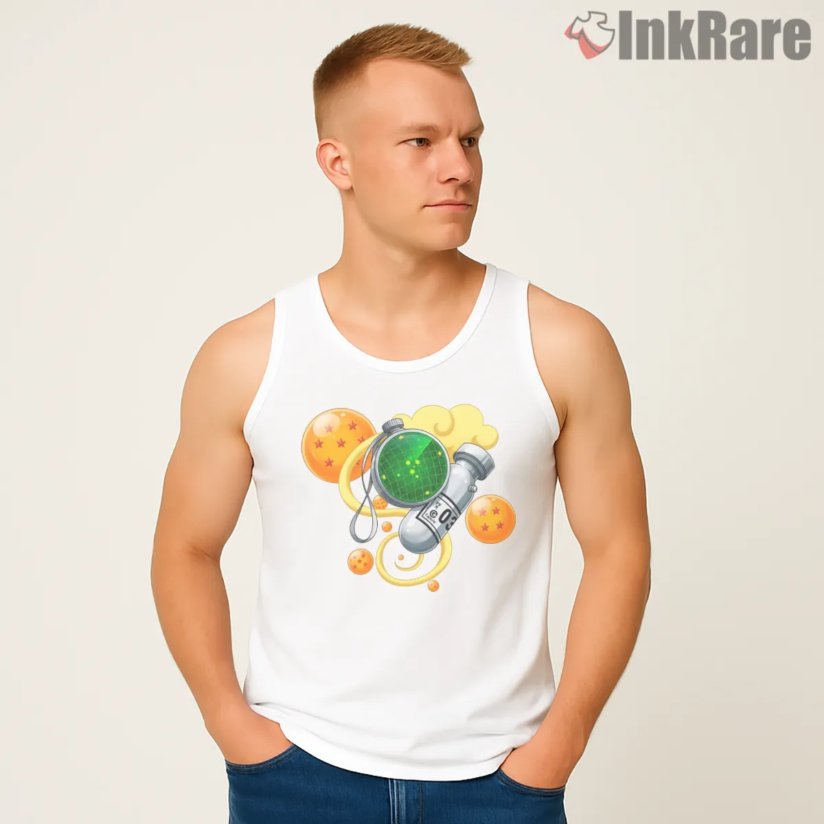 Dragon Radar Capsule Adventure Tank Top White Dragon Radar Capsule Adventure Shirt on white tank top for men graphic tee