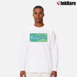 Men’s Dragon Tales Logo Clean Cartoon Long-Sleeve Shirt in white | Sleek, Lightweight, Year-Round Wear