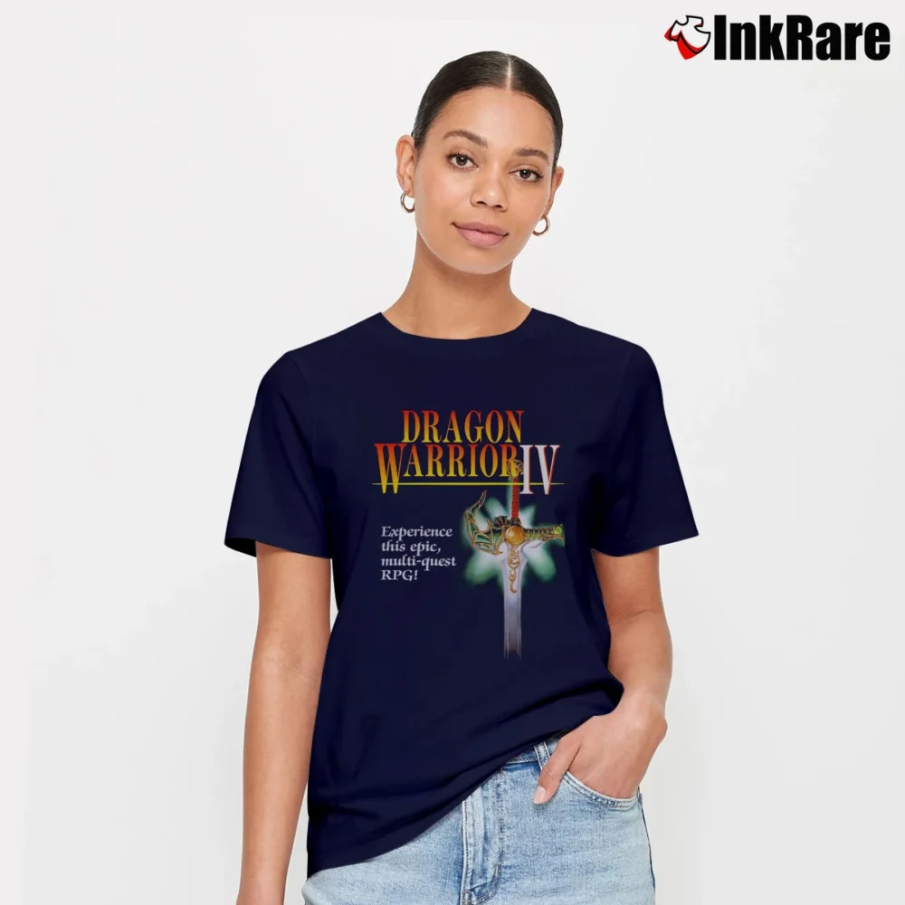 Women’s Dragon Warrior 4 Retro Game Graphic Signature T-Shirt in navy | Soft, Flattering Fit