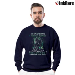 Men’s Dragon You Find It Offensive I Find It Funny Hell Quote Crewneck Sweatshirt in navy | Cozy Fabric, Clean Style