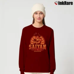 Women’s Dragonball Saiyan Fitness Gym Workout Long-Sleeve Top in maroon | Sleek, Versatile, All-Season
