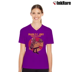 Women’s Dragonfly Jones Silence Funny Graphic V-Neck Tee in purple | Chic Neckline, Soft Texture