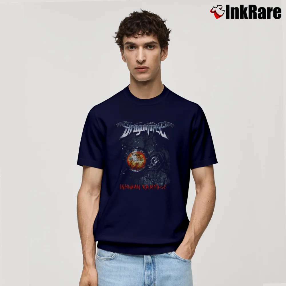 Men’s Dragonforce Inhuman Rampage Album Classic T-Shirt in navy | Soft, Breathable Everyday Wear