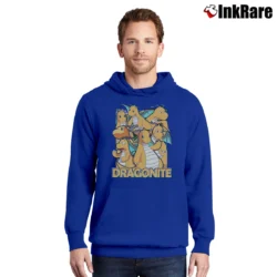 Men’s Dragonite Pokemon Custom Retro Graphic Pullover Hoodie in royal blue | Cozy, Durable, Modern Fit