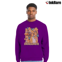 Men’s Dragonite Pokemon Custom Retro Graphic Crewneck Sweatshirt in purple | Cozy Fabric, Clean Style