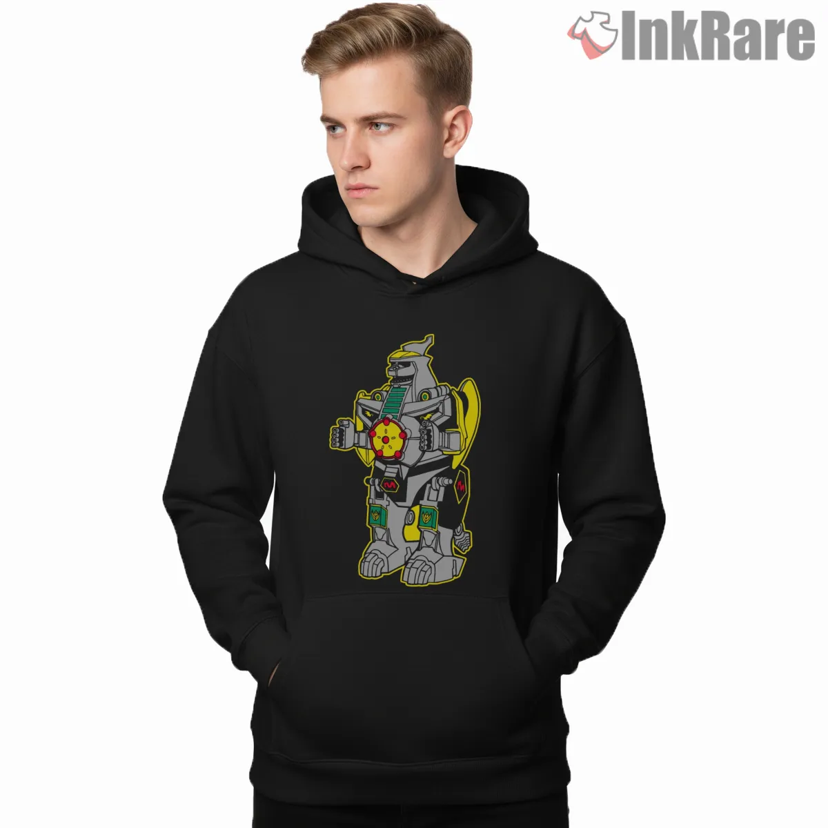 Dragonzord Classic Dino Megazord Power Shirt on black hoodie for men graphic tee