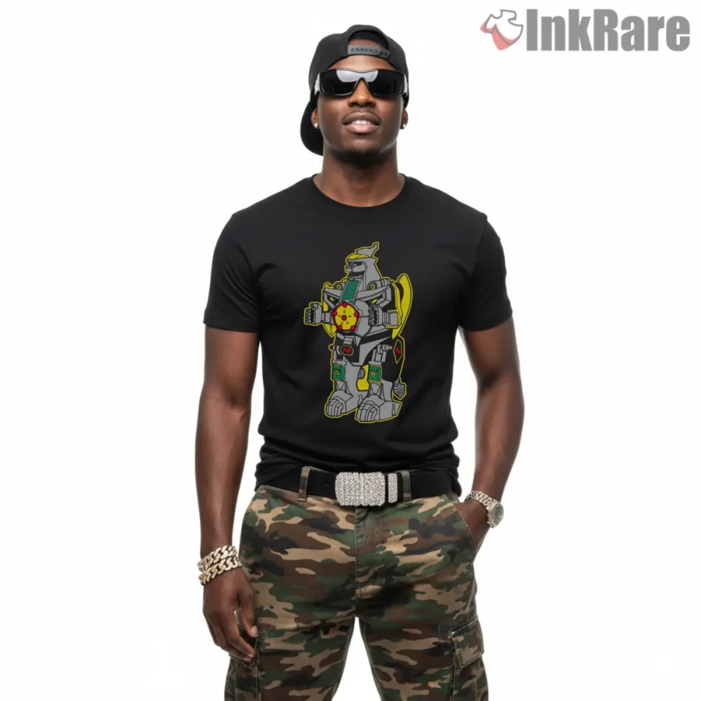 Dragonzord Classic Dino Megazord Power Shirt on black short sleeve shirt for men graphic tee