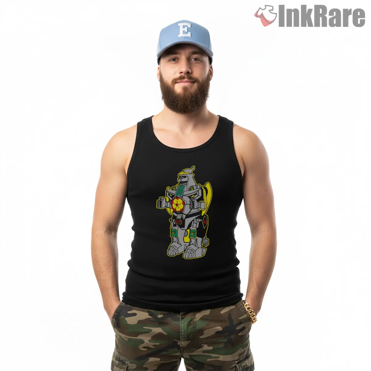 Dragonzord Classic Dino Megazord Power Tank Top Black Dragonzord Classic Dino Megazord Power Shirt on black tank top for men graphic tee
