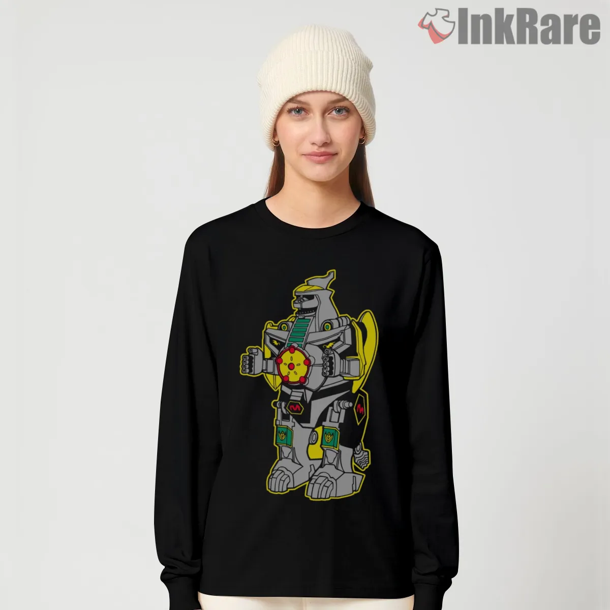 Dragonzord Classic Dino Megazord Power Long Sleeve Black Dragonzord Classic Dino Megazord Power Shirt on black long sleeve shirt for women graphic tee