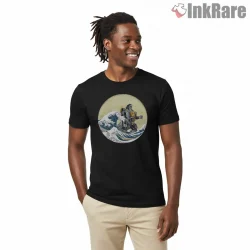 Dragonzord Great Wave Japanese Art Shirt on black short sleeve shirt for men graphic tee