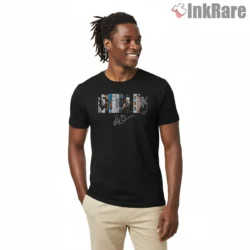 Drake Album Catalog Collage Shirt on black short sleeve shirt for men graphic tee