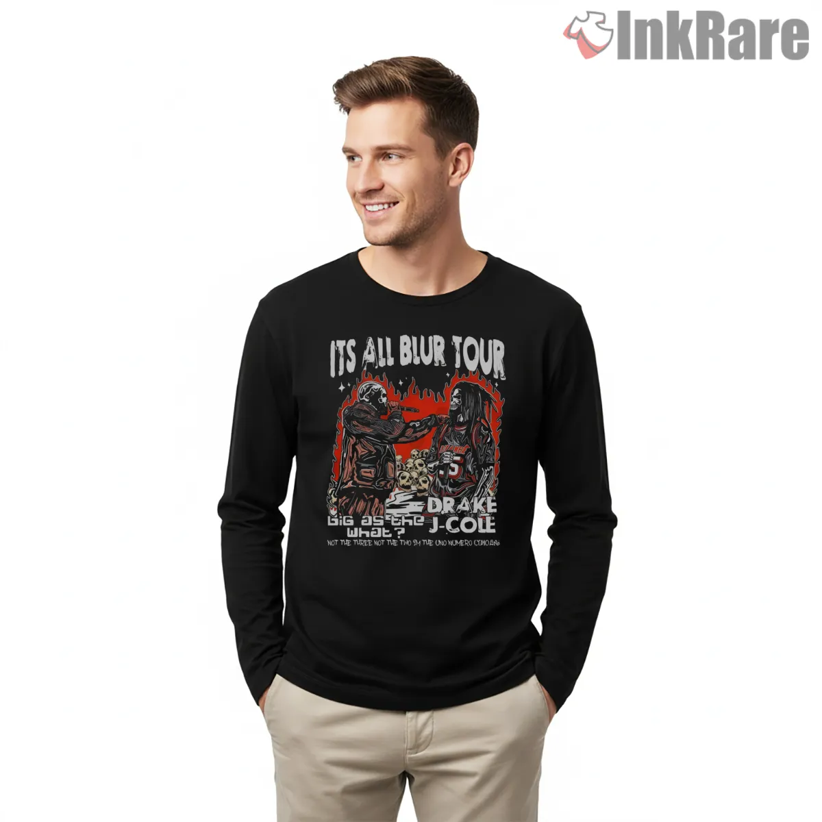 Drake And J Cole Its All A Blur Tour Shirt on black long sleeve shirt for men graphic tee