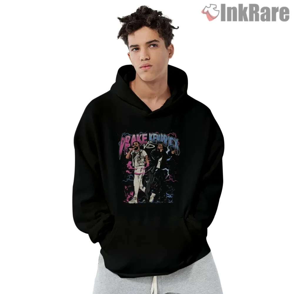 Drake And Kendrick Rap Rivalry Stage Shirt on black hoodie for men graphic tee