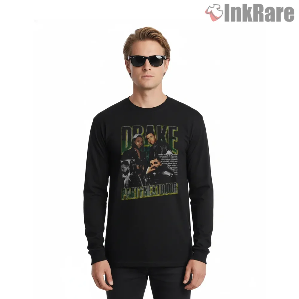 Drake And Partynextdoor Vintage Night Studio Shirt on black long sleeve shirt for men graphic tee