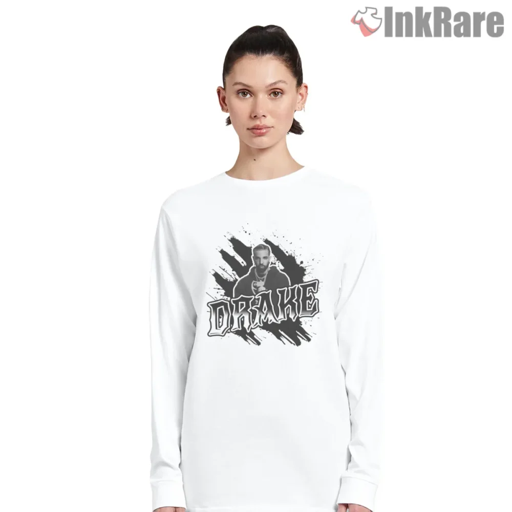 Drake Black And White Graffiti Shirt on white long sleeve shirt for women graphic tee