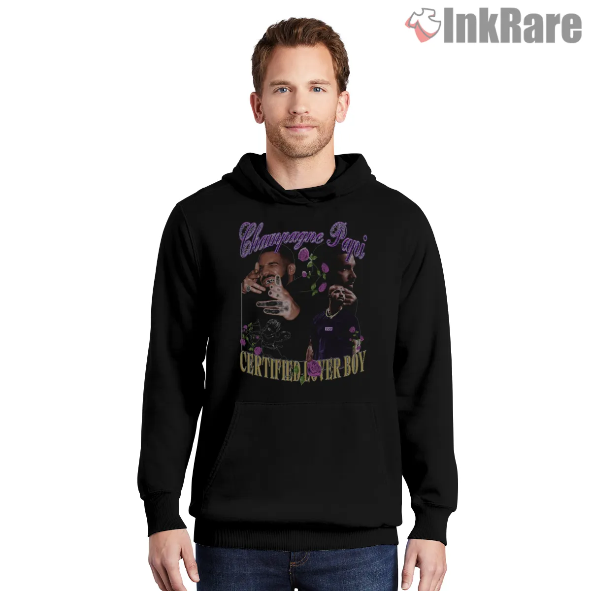 Drake Champagne Papi Certified Lover Boy Shirt on black hoodie for men graphic tee