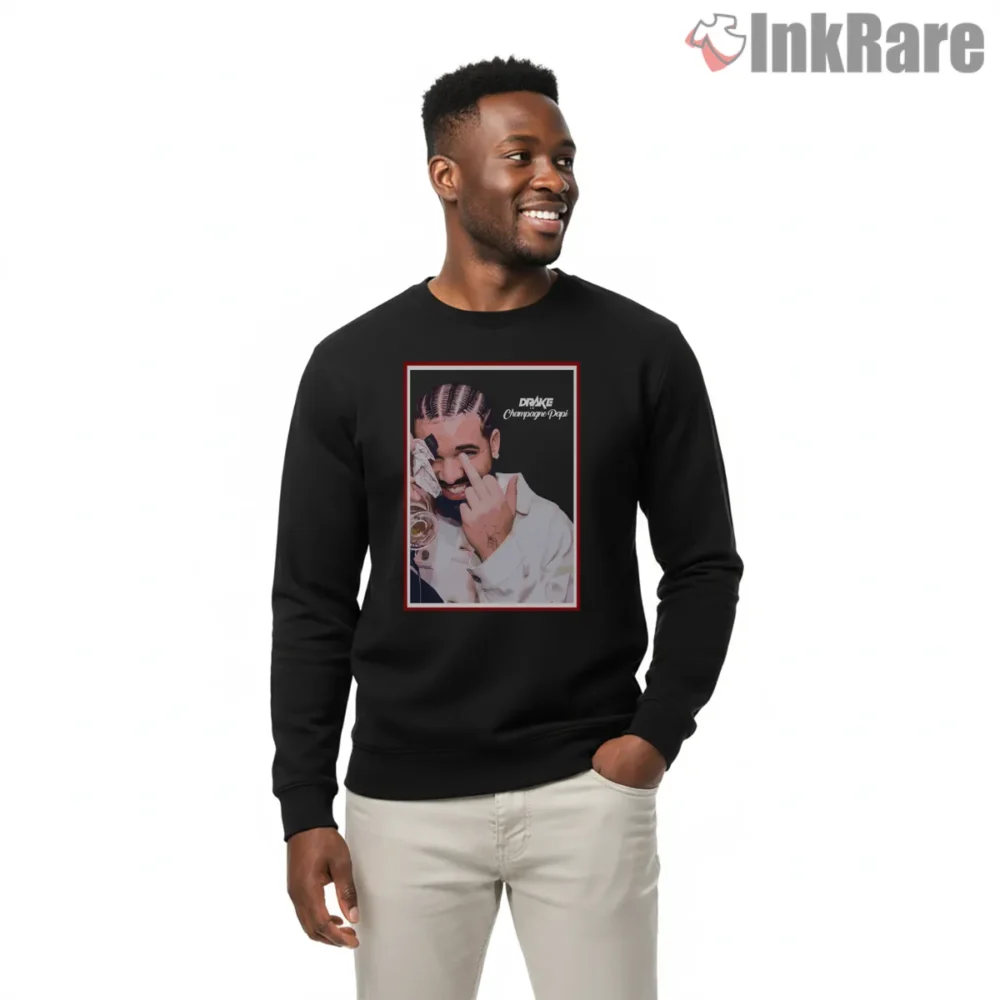 Drake Champagne Papi Playful Portrait Shirt on graphic shirt for men graphic tee