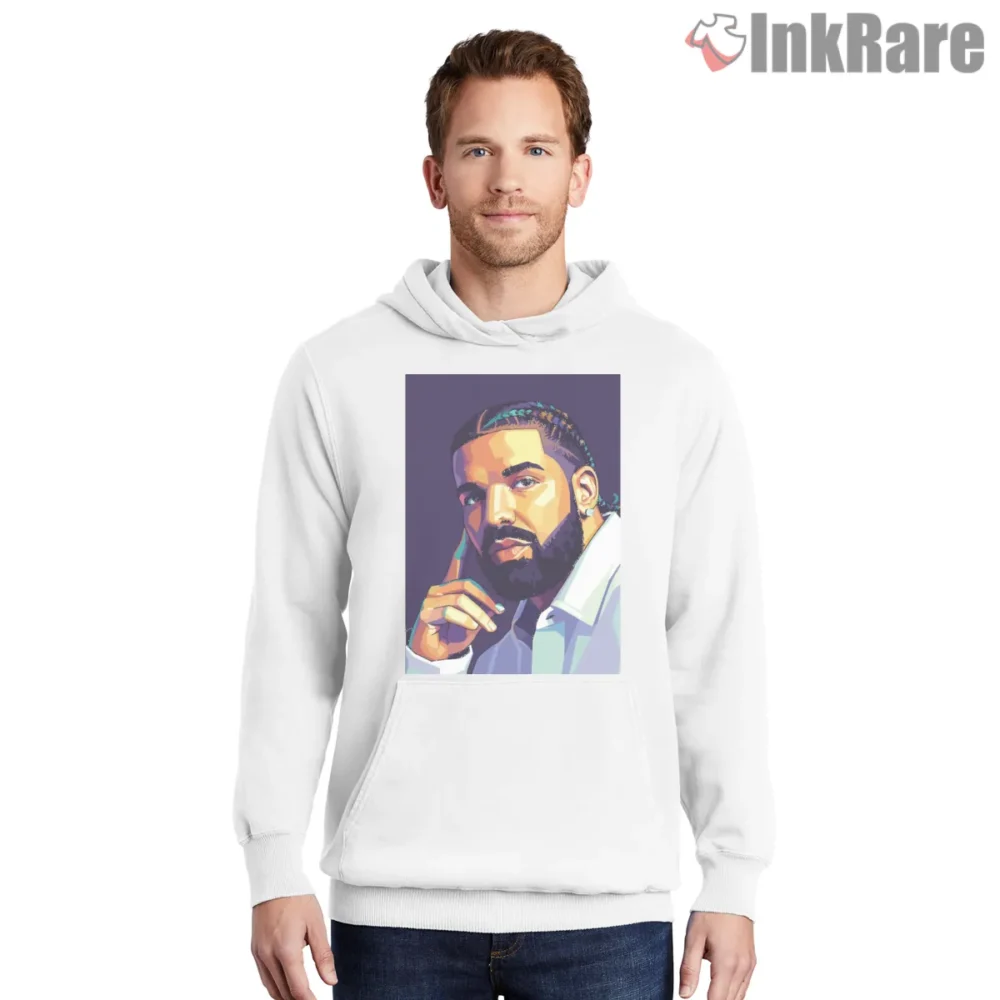 Drake Color Block Pop Art Portrait Shirt on white hoodie for men graphic tee