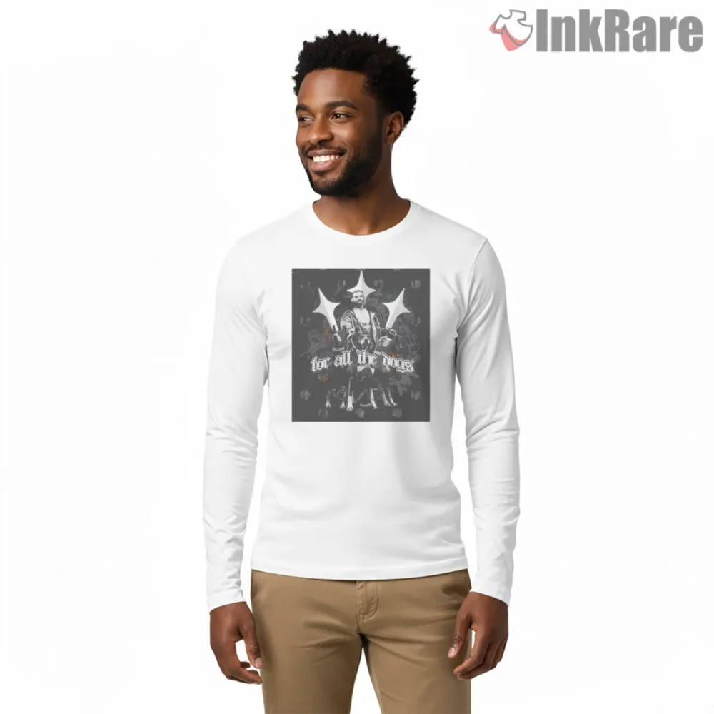 Drake For All The Dogs Pose Shirt on white long sleeve shirt for men graphic tee