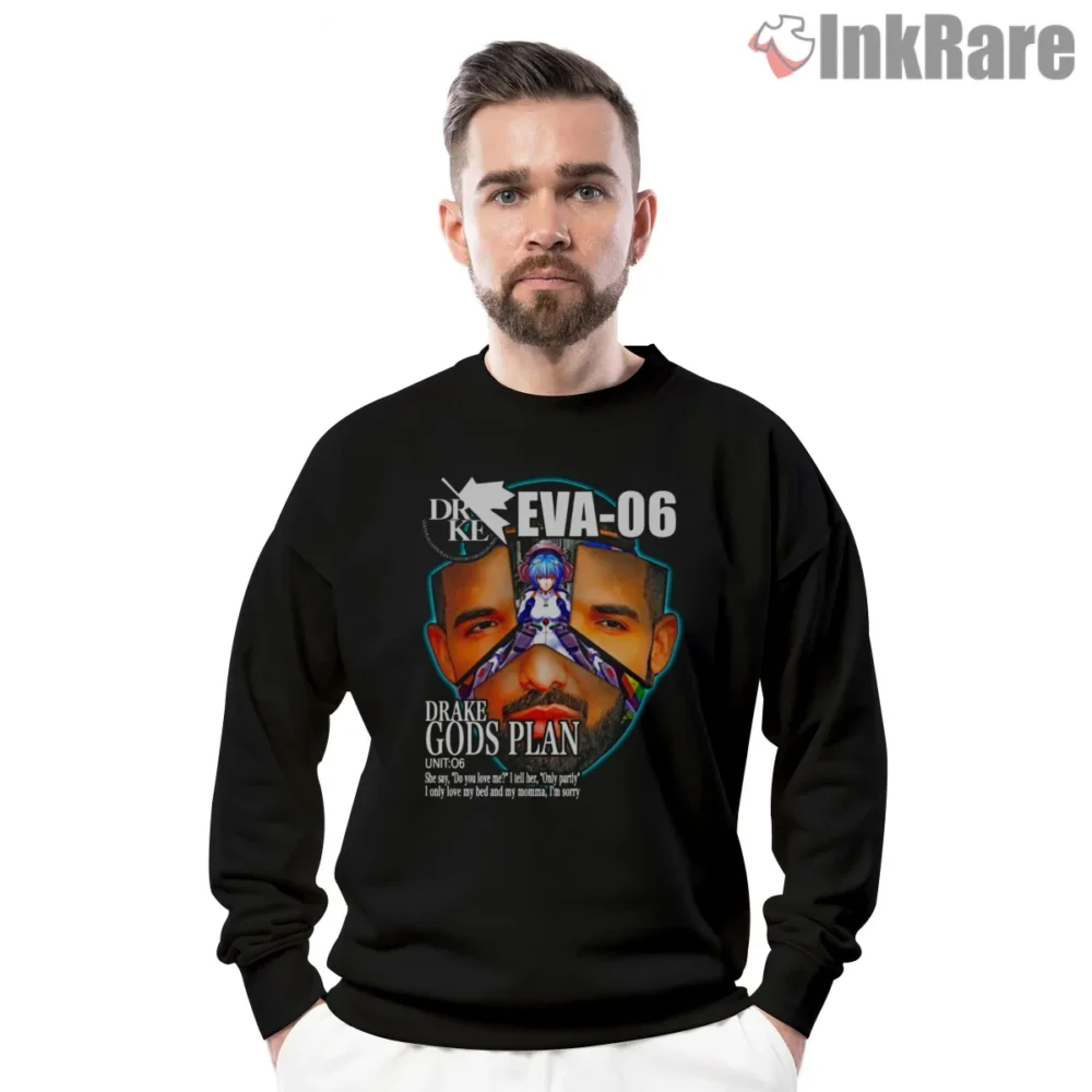 Drake Gods Plan Eva Crossover Shirt on graphic shirt for men graphic tee