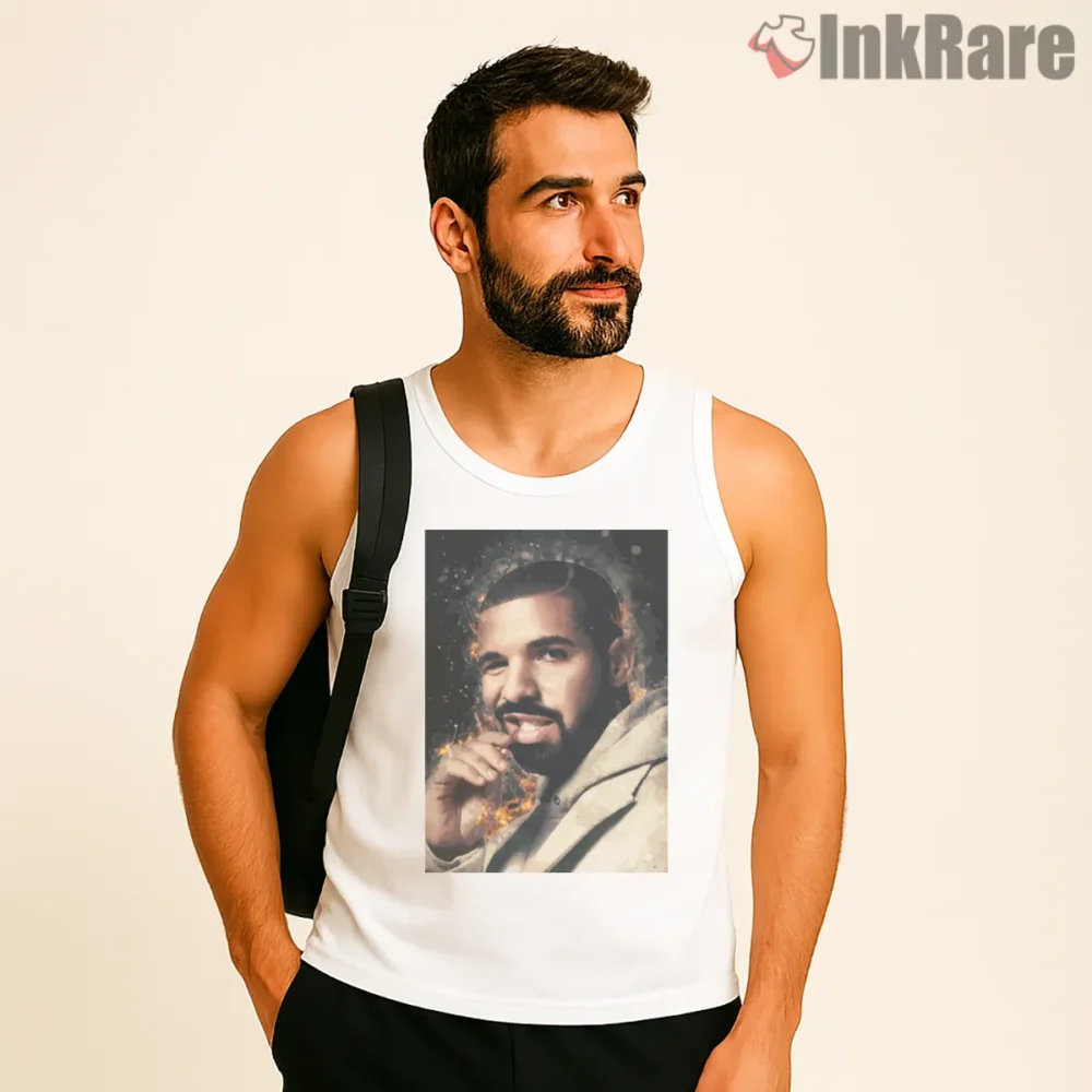 Drake Golden Aura Portrait Shirt on white tank top for men graphic tee