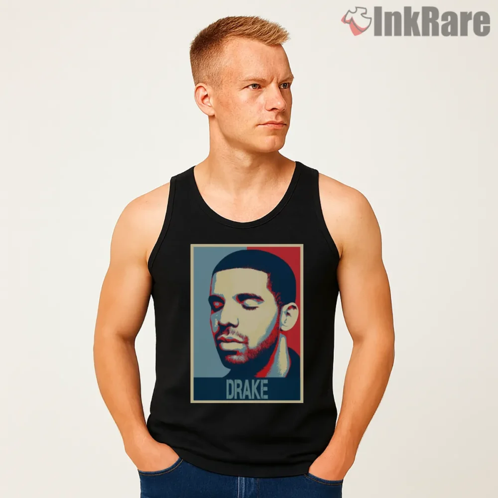 Drake Hope Poster Inspired Portrait Shirt on black tank top for men graphic tee