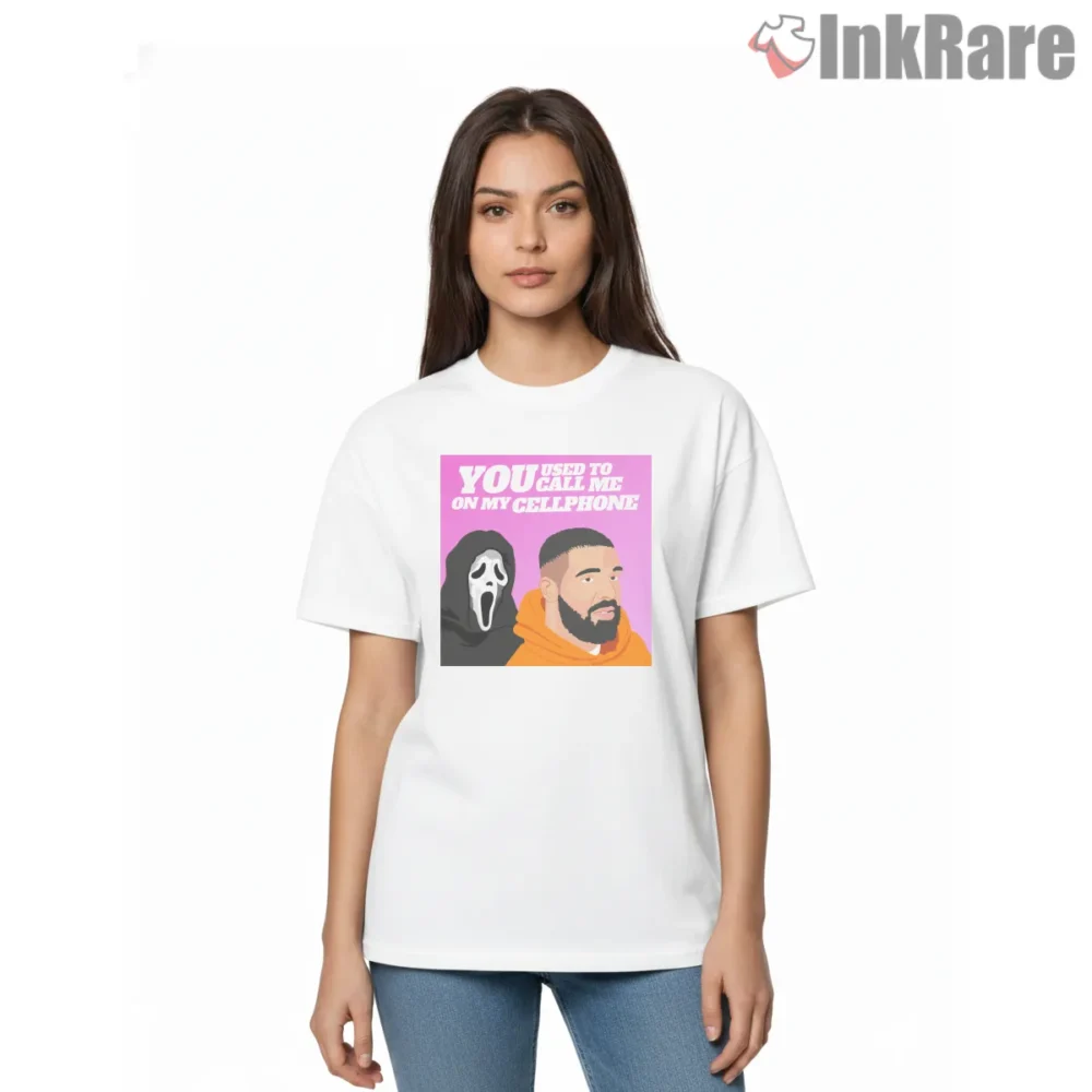 Drake Hotline Cellphone Horror Parody Shirt on white short sleeve shirt for women graphic tee